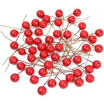 50 Uds. Mini Bayas de Cereza Roja, Adorno para Guirnaldas y Eventos