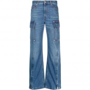 Stella McCartney Straight Jeans | Size W26 | 70s Dark Blue Zip Cargo Jeans