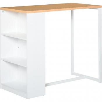 Tavolo Alto da Bar con Struttura in Acciaio e MDF, 115x55x100cm, Bianco