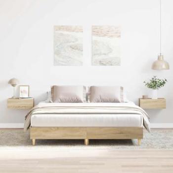 Cama roble Sonoma 150x200 cm sin colchón