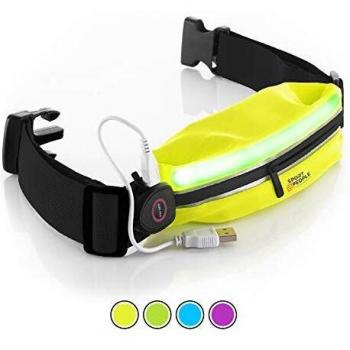 Sport2People LED Reflective Running Belt Pouch with USB Rechargeable Light
