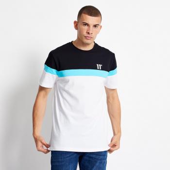 Top de Tres Paneles 11 Grados: Blanco / Negro / Azul Capri