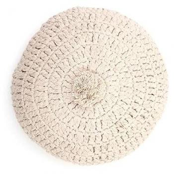 Pouf Rond Crochet Beige