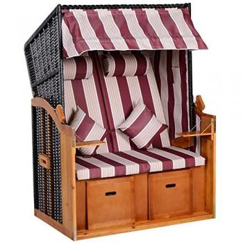 Corbeille de plage 2 places pliable avec coussins et pare-soleil