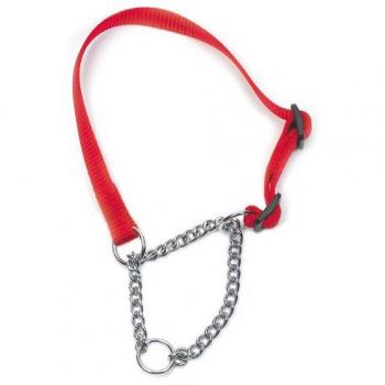 Red Heritage Check Collar – Nylon & Chain, 25-35cm, Size 1-2