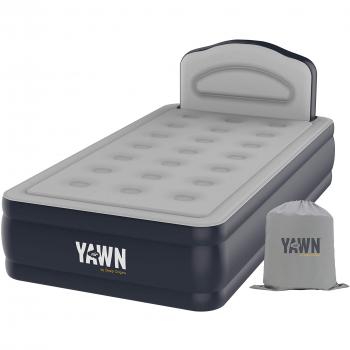 Yawn Airbed Single Size, Self-Inflating with Integrated Pump, Fabric, Grey