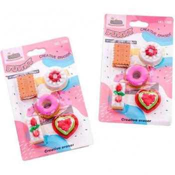 12 Pack Kawaii Cookie Donut Erasers