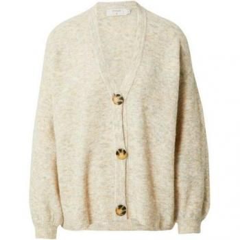 Cream Beige Oat Mélange Cardigan, Oversized, Size Small