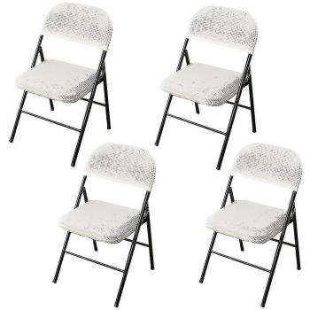 Chaises pliantes Split à housse blanche – lot de 4