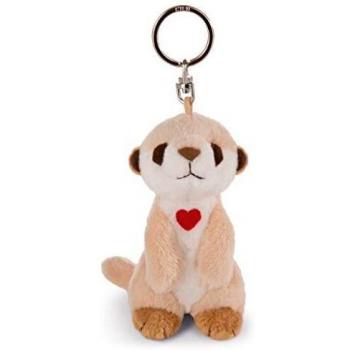 NICI 42782: 10 cm Erdmännchen-Schlüsselanhänger mit Herz (beige/weiß)