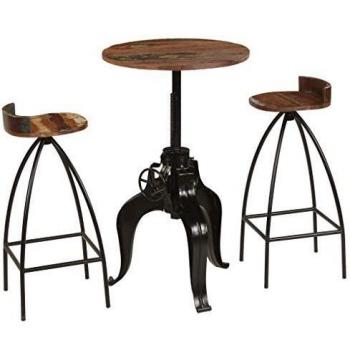 Set de bar 3 pièces, bois récupéré massif