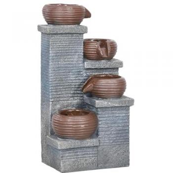 Outsunny Grey Solar Water Fountain with LED Lighting