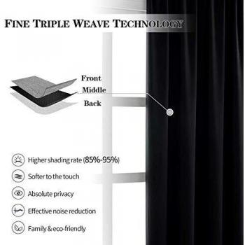 Anjee Dual‑Pane Thermal Curtain Kit – Black Tie Backs Included