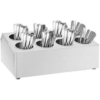 Rectangular Stainless Steel Cutlery Holder 8 Compartments