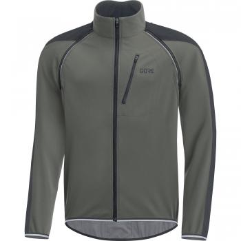Men’s X-Large C3 Windstopper Phantom Zip‑Off Road Cycling Jacket – Castor Grey/Black