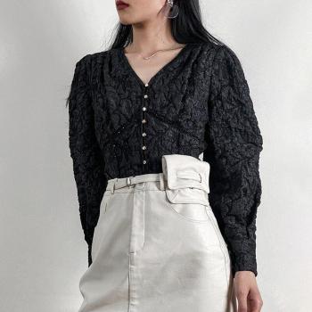 TwinStyle Túnica con Cuello de Pico y Estampado Vintage