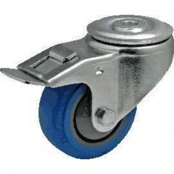 Ruota Colson 80 mm polipropilene grigio scuro con rivestimento Performa gomma blu freno