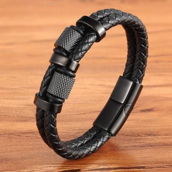 Bracelet Géométrique Masculin Acier Inoxydable – Manchette Sportive