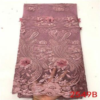 Tulle Lace Fabric with 3D Floral Appliques for Dresses KS2549b