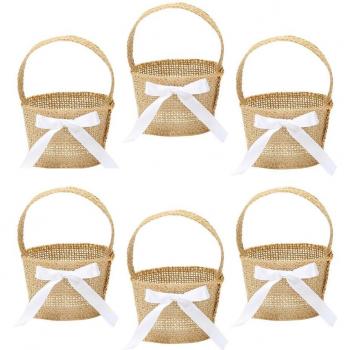 6pcs Easter Egg Basket Burlap