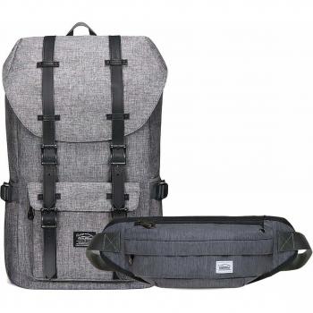 KAUKKO Rucksack Damen Herren für Reisen/Fahrrad/Konzertgelände (Ep5-2-grey-Set)