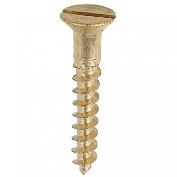 Solid Brass Wood Screws – Slot Countersunk, 10 × 1 1/4 (Box 200)