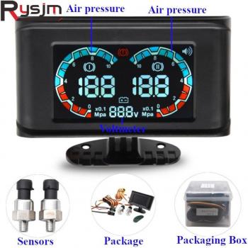 12V 24V LCD Digital Dual Pressure and Voltage Gauge