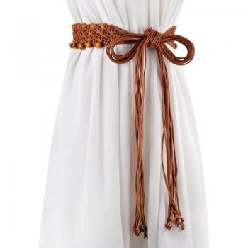 Knitted Waistband with Wooden Beads