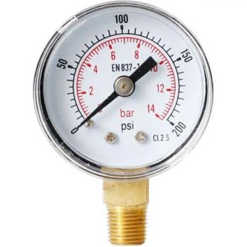 Barre Manométrique Frontal 40 mm 1/8 BSPT 15–300 PSI pour Air, Gaz et Carburant
