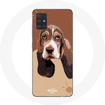 Samsung Galaxy A71 Basset Hound beschermhoes met hondengezicht