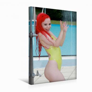 Wandbild Premium Textil-Leinwand 30 x 45 cm Hoch-Format Pool Party, Leinwanddruck von Andreas Comandante