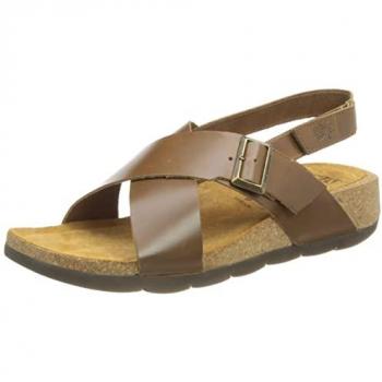 Chlo852 Fly Leather Women’s Crossover Sandals – Camel