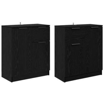Black Oak 2-Piece Sideboard Set – 60x30x70cm (Engineered Wood)
