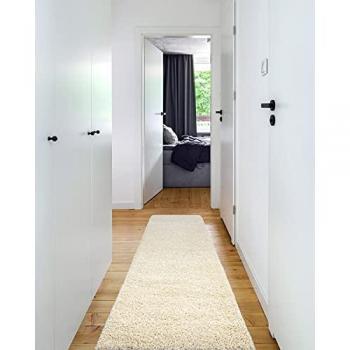 Tapis Couloir Soffi Shaggy 70×200 cm – Beige et Crème – Cuisine & Antichambre