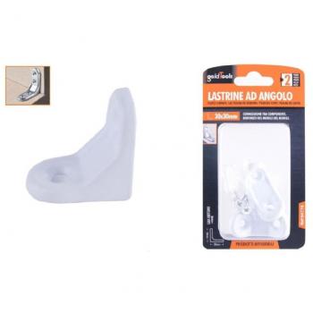 Staffa ad angolo 30x30 mm bianca, 2 unità, con viti incluse