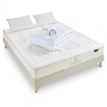 Nuit DE Coton – Pack Prêt à Dormir Prélude 2.0 Bio 140x190 cm – Matelas Latex + Sommier + Accessoires