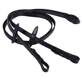 Rênes antidérapantes en nylon noir taille pur sang/demi-sang