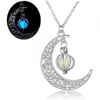 Glow In The Dark Crescent Moon Necklace
