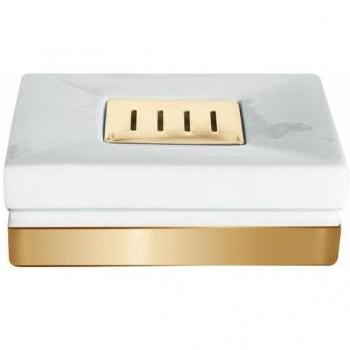 Porte-savon Roma porcelaine blanc or
