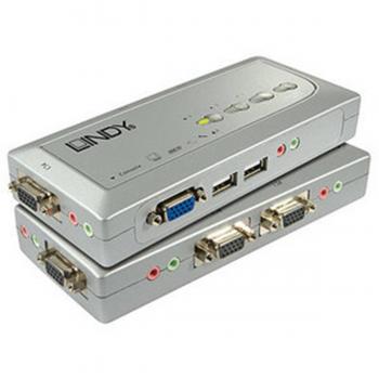 Hub KVM USB a 4 Porte con Audio Lindy