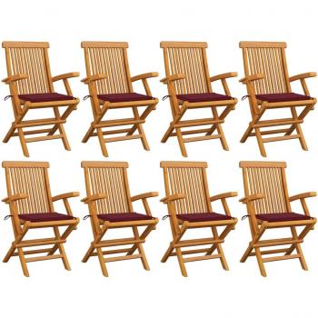 Conjunto vidaXL de Cadeiras de Jardim com Almofadões Vermelhos
