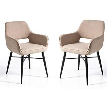 Conjunto 2 Sillas Beige Lando con Estilo Retro – Ideal para Comedor