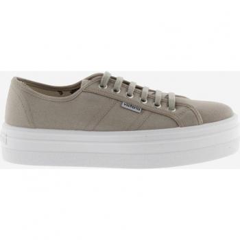 Victoria Women's Beige Canvas Platform Sneakers