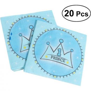Pack 20 serviettes de table bleues princesse, motifs d’animation, parfaites pour la fête d’anniversaire du bébé