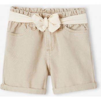 Short de niña estilo paperbag en gasa de algodón beige