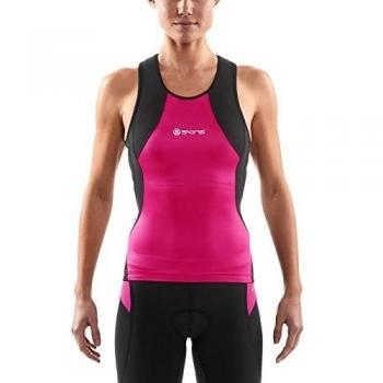Camiseta sin mangas de compresión Skins Tri 400 para mujer, color negro / rosa, tamaño M