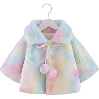 Warmer Fleece Mantel mit Schlenkerbällen