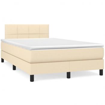 VidaXL Sommeil Intérieur : Lit Double avec Lattes, Matelas, LED Crème 120×190 cm