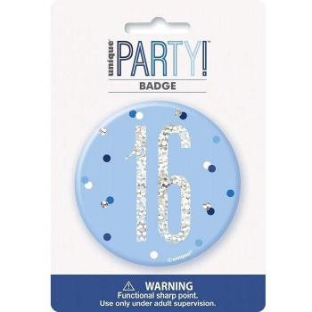 Prismatic Silver and Blue 16th Birthday Badge