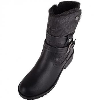 Women's Chunky Sole Faux Leather Ankle Boot, Black, Size 6